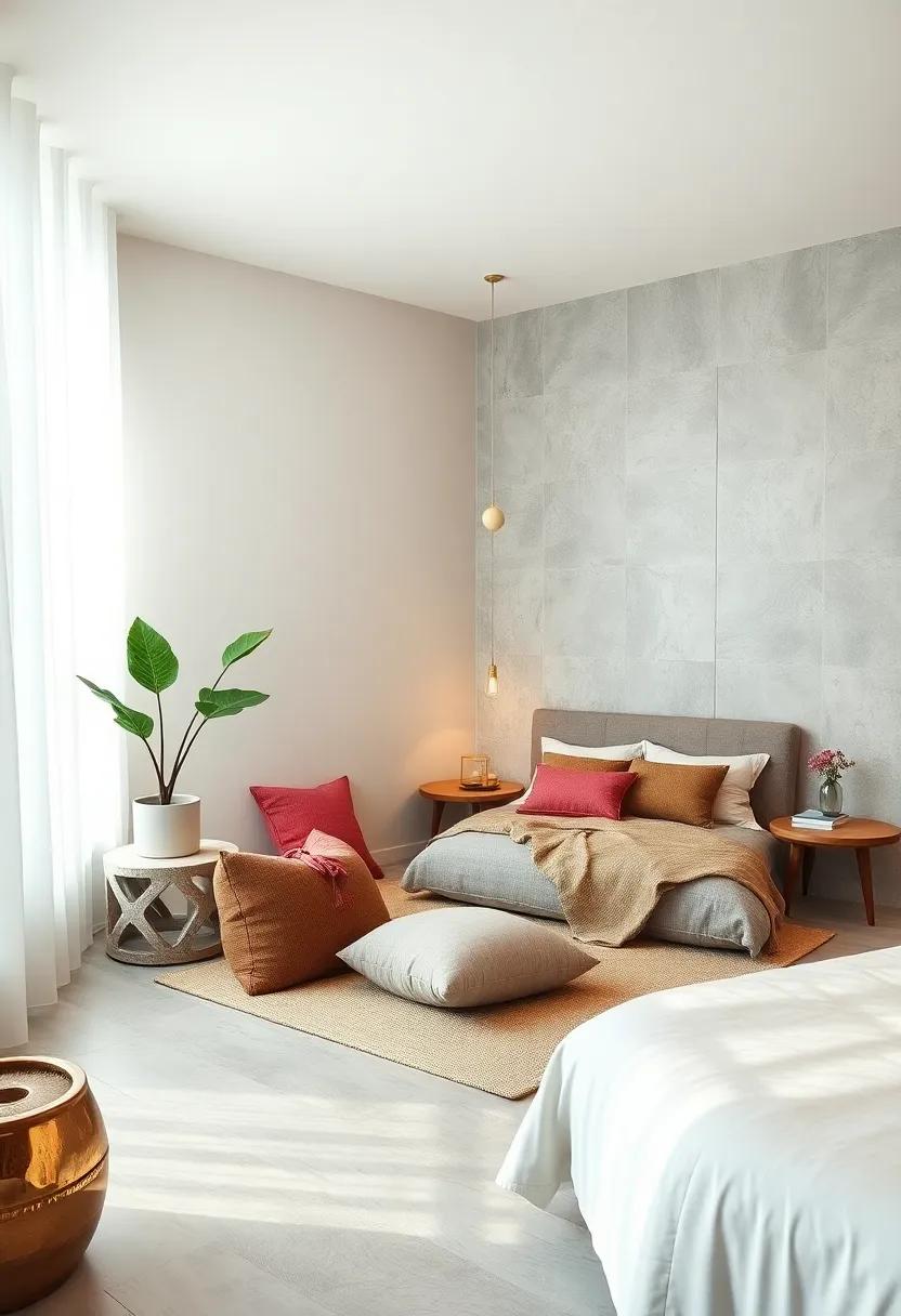 Create a Zen Corner: designate a small area with cushions and a plant for meditation or quiet reading, underscoring tranquility