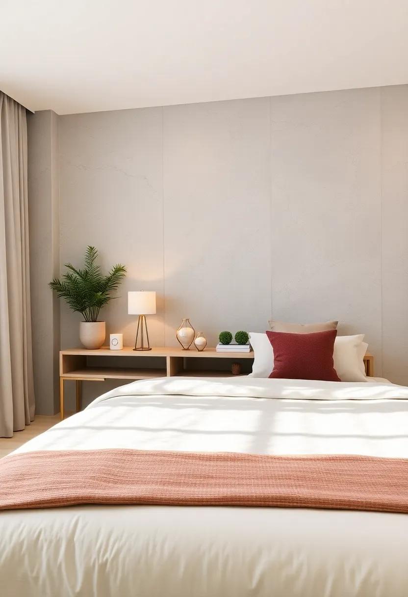 Keep Nightstands Simple: Use streamlined nightstands with just a lamp and a few essentials for upscale simplicity