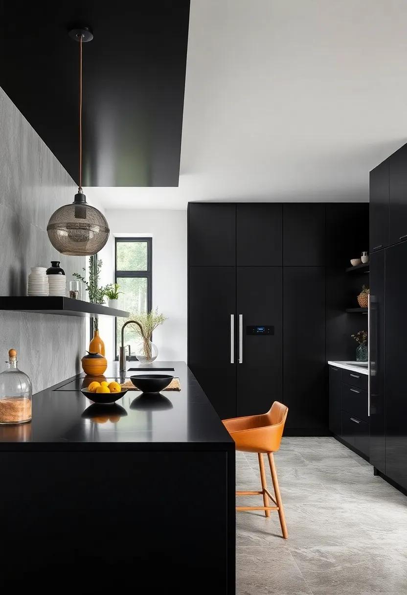 Bold Wall Colors: If black feels too heavy, balance it with bold wall colors in adjacent spaces to create a cohesive look