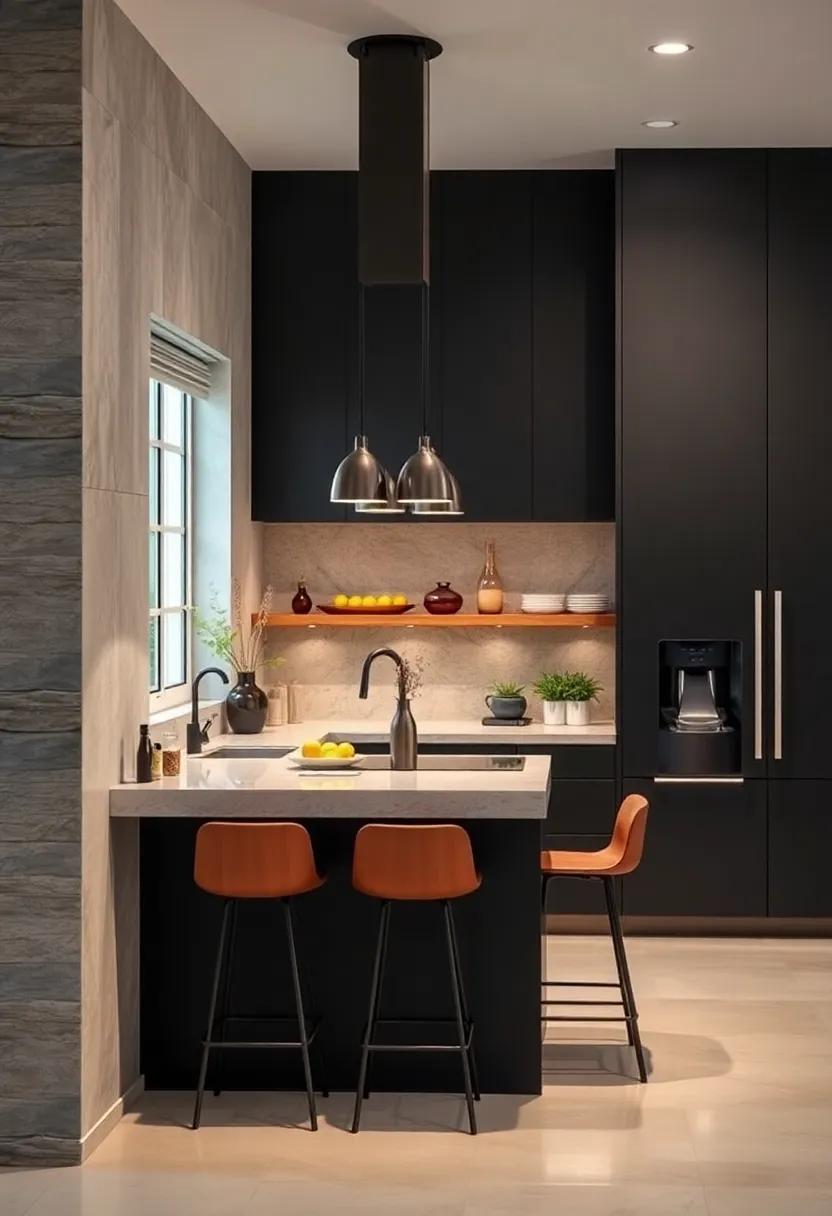 Layered Lighting: Utilize a combination of ambient, task, and accent lighting to enhance the mood and versatility of the kitchen