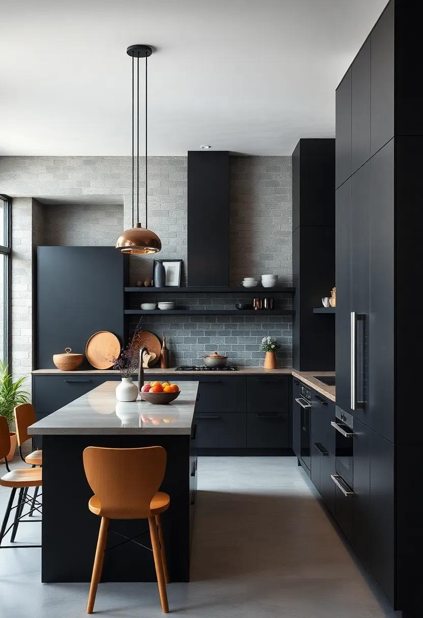 Personal Touches: Finish off your modern black kitchen with personal items, like family photos or cherished souvenirs, to make it feel uniquely yours