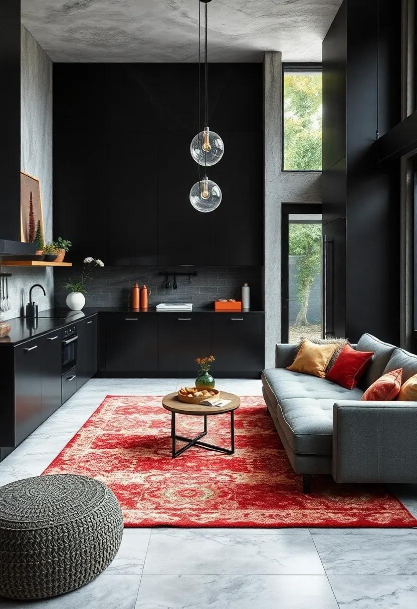 Statement Rugs: Add a stylish area rug to define the space and introduce texture and warmth beneath your feet