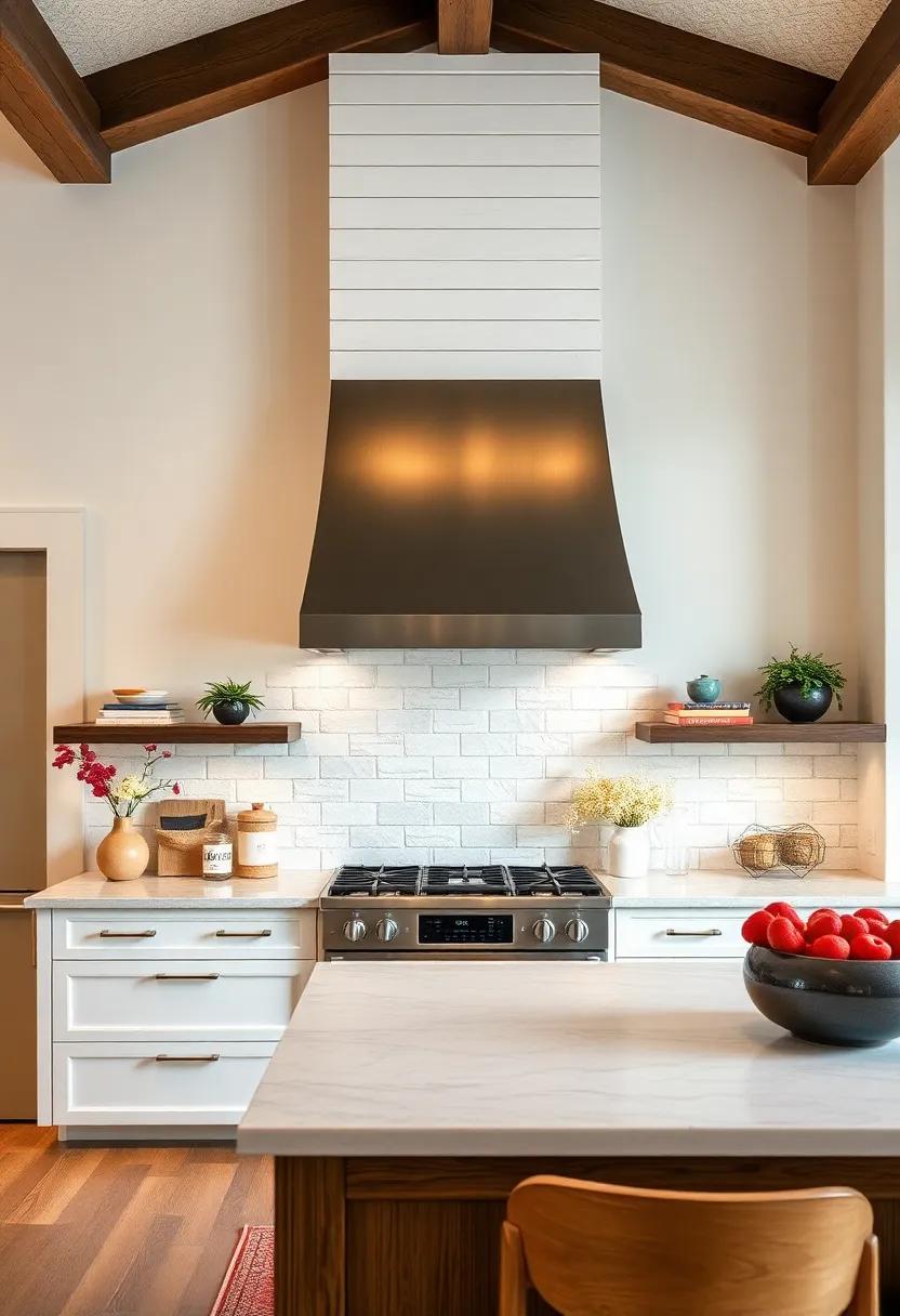 Statement Range Hood: make the range hood a focal point by choosing a unique design, such as shiplap or a metal finish
