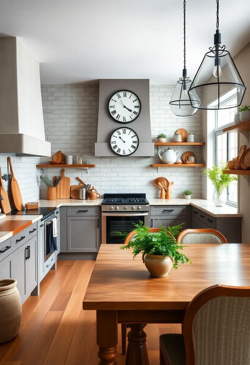 Vintage accents: Incorporate antiques or vintage finds like an old clock or farm tools to add personality and history