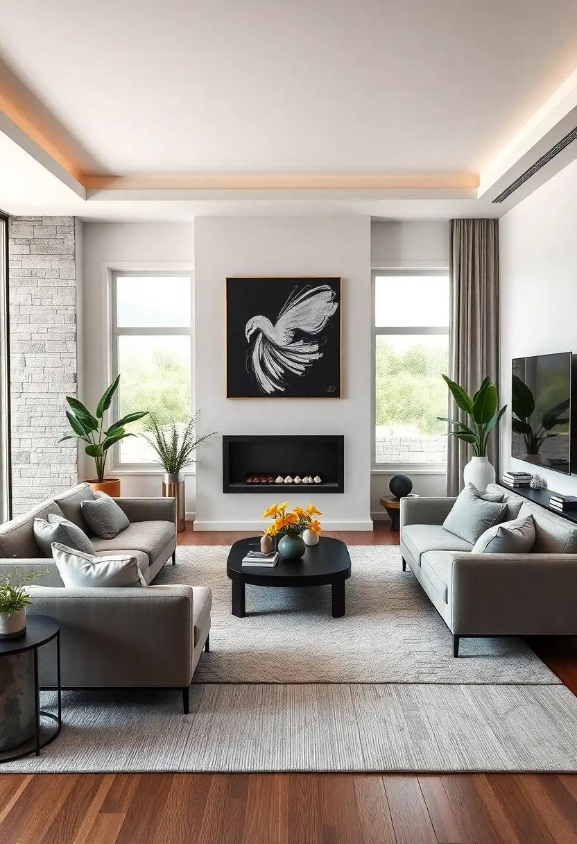 Seasonal Updates: Refresh your monochrome living room seasonally by swapping out accessories in the same color family to keep the space feeling new and inviting