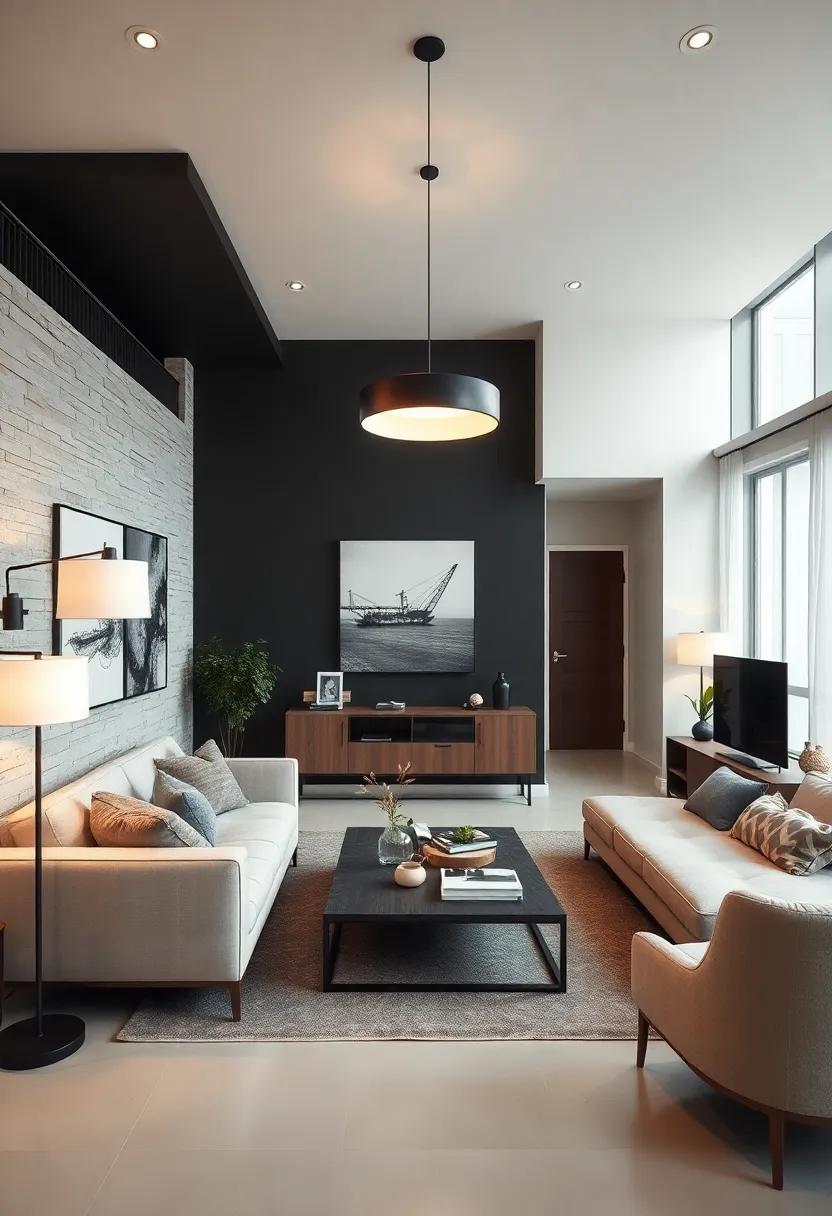 Cohesive Lighting: Opt for light fixtures, such as floor lamps and pendant lights, that share the same color tone or complement it beautifully