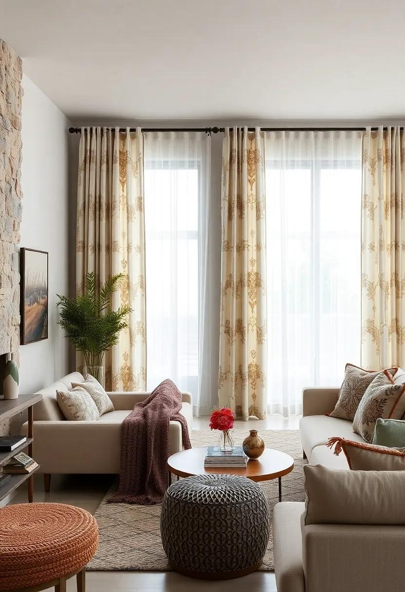 Textured Neutrals: Dive into textured beige curtains that add depth and character,enhancing your living space's cozy yet modern vibe