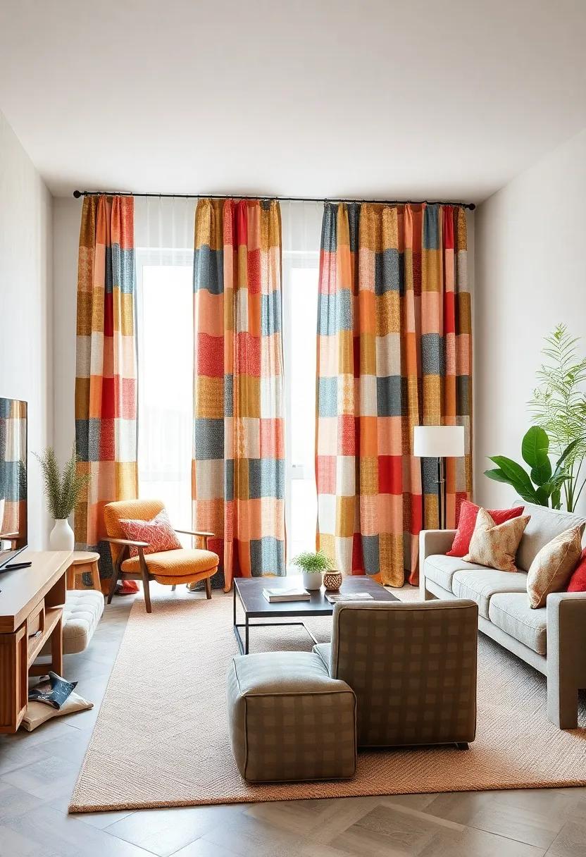 Eclectic Patchwork: Venture into the world of eclectic patchwork curtains that infuse personality and charm, perfect for a unique Scandinavian-inspired space