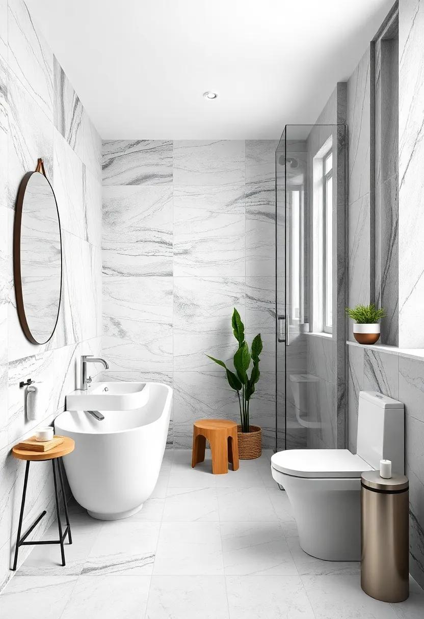 Black and White Contrast: Use classic black and white tiles for a timeless yet chic aesthetic that embodies elegance in a small bathroom