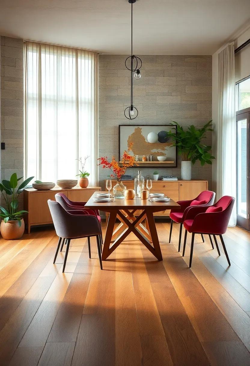 Embrace warmth: Wooden floors inherently provide a sense of natural warmth, creating an inviting atmosphere that encourages gathering around the dining table