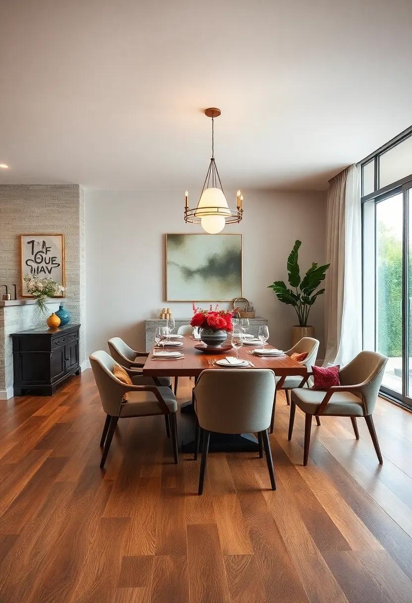 Rich textures: The unique grains and textures of wooden floors add depth to your dining area,making it visually appealing and inviting