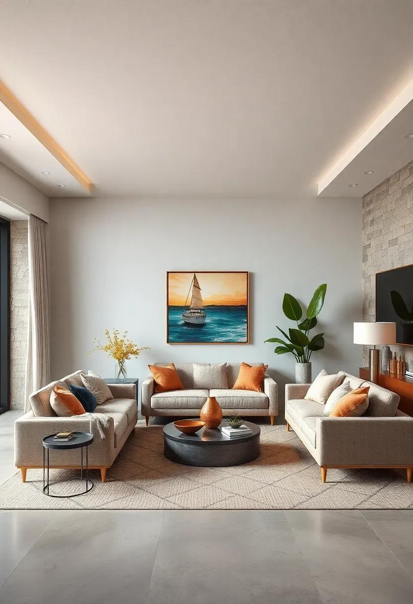 25 Chic Ideas for a Living Room Blending Earth Tones with Metallic Accents