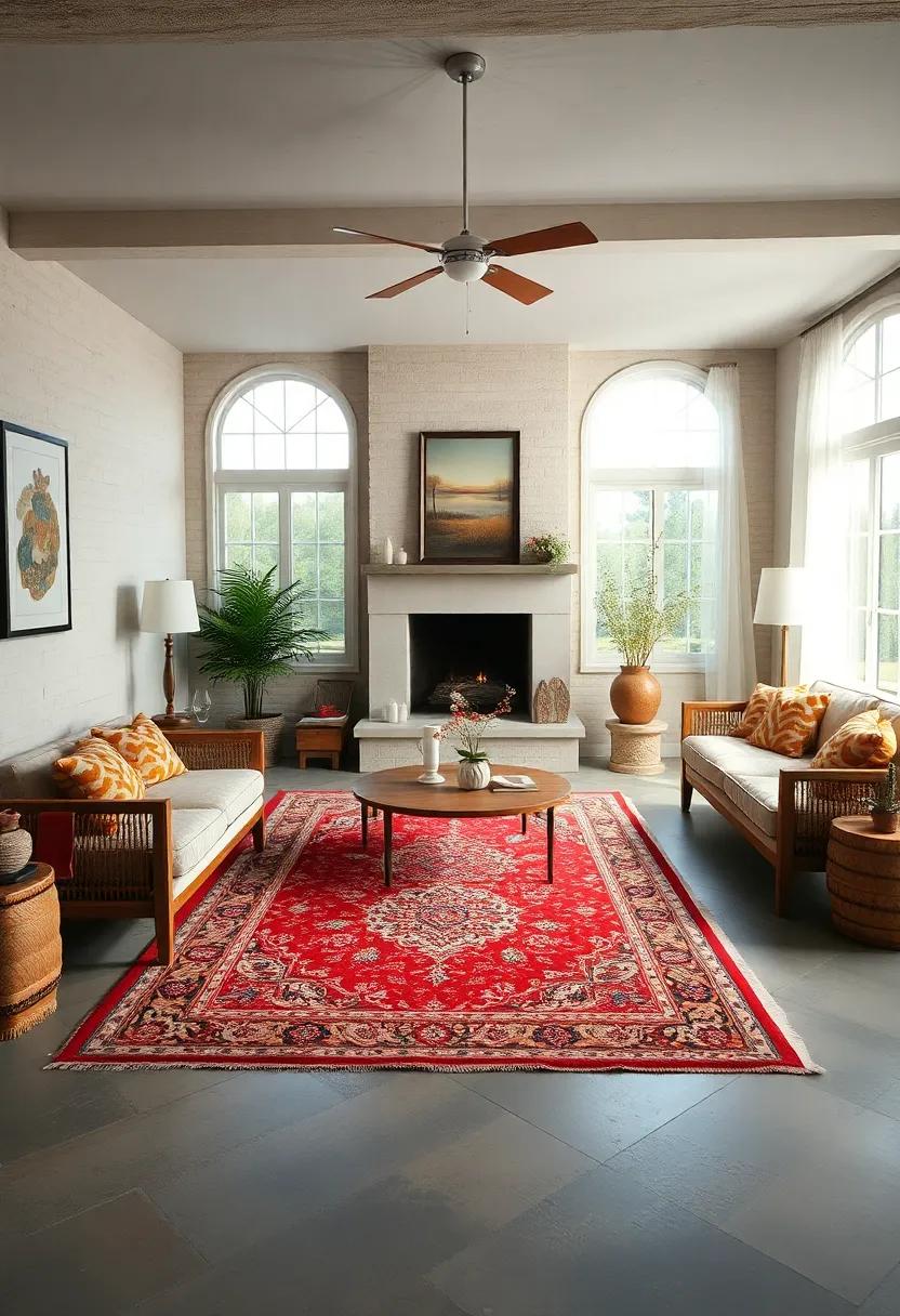 Vintage persian Charm: A vintage Persian rug brings history and sophistication to the table, infusing your country aesthetic with a touch of elegance