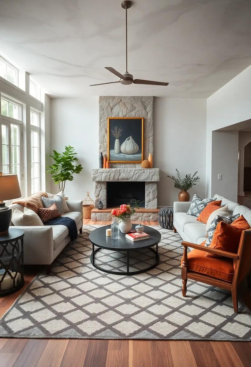 Monochromatic Magic: A monochromatic patterned rug can create a sophisticated yet cozy vibe, perfectly blending with various decor styles