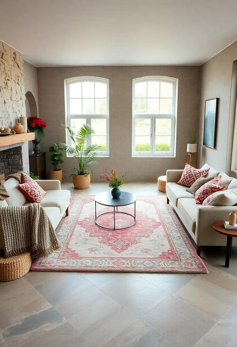 Layered Textures: Mix different textured rugs to create warmth and comfort; combining a shaggy throw with a smooth top rug can elevate your living area