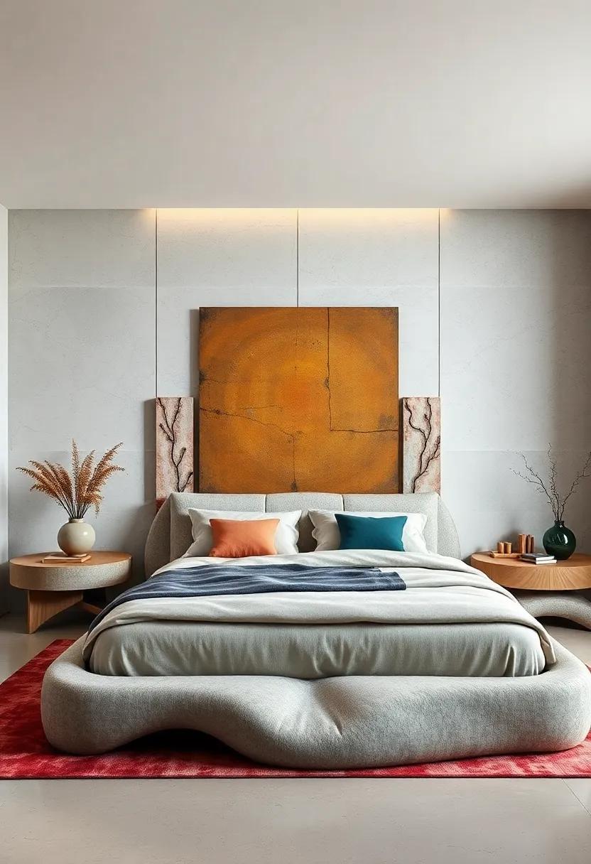 Artistic Abstraction: Investigate bold forms and unconventional shapes in a designer bed frame, ideal for those who appreciate modern art in their living spaces