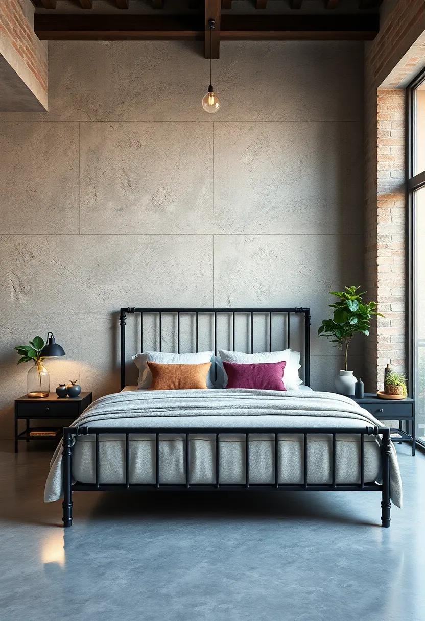 Industrial Chic: Add an edgy touch to your space with a metal bed frame showcasing an industrial design, combining strength and sleek aesthetics