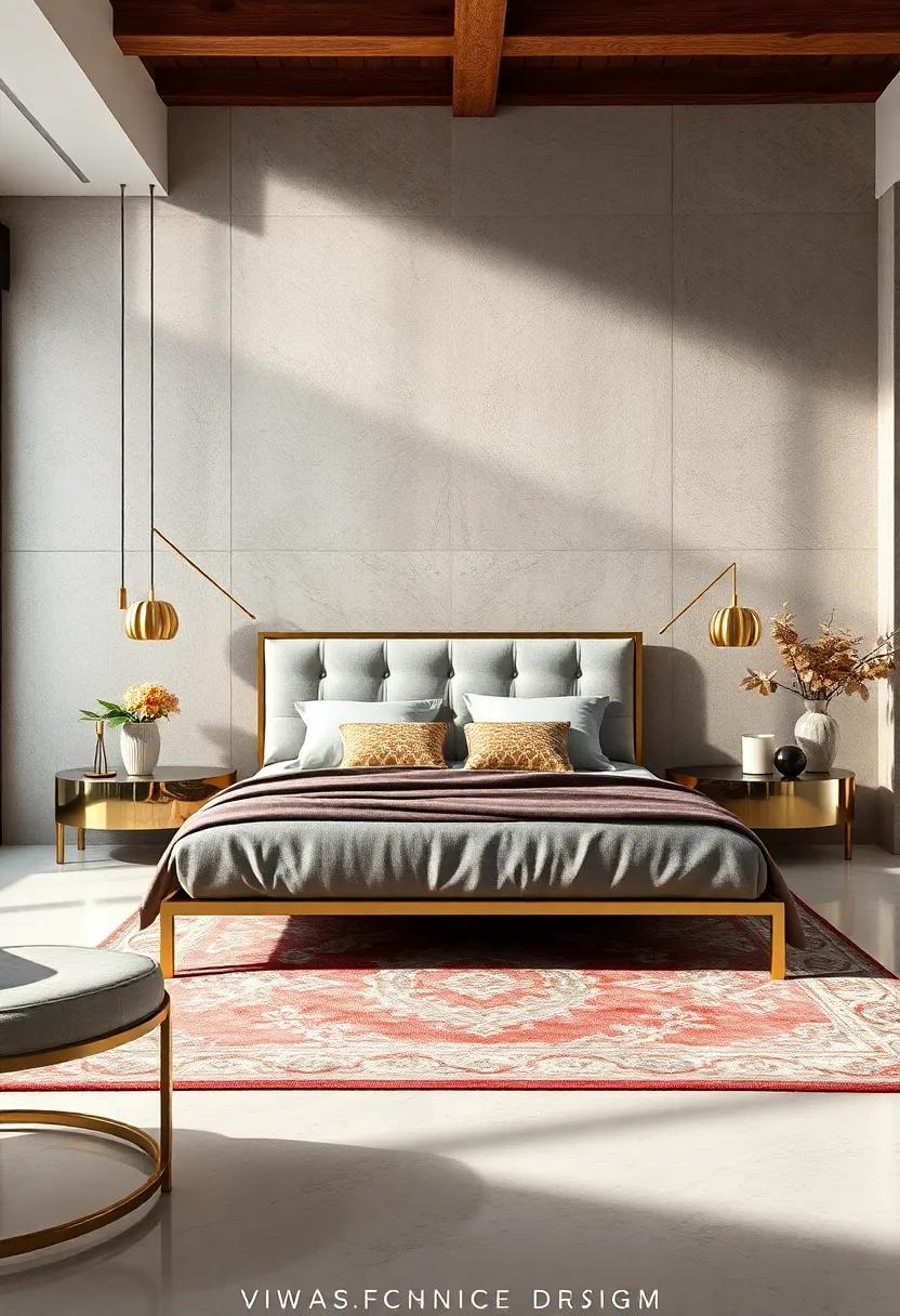 Luxe Metallics: Opt for a bed frame with metallic finishes like brass or gold, creating an opulent look that adds luxury and glam to your bedroom