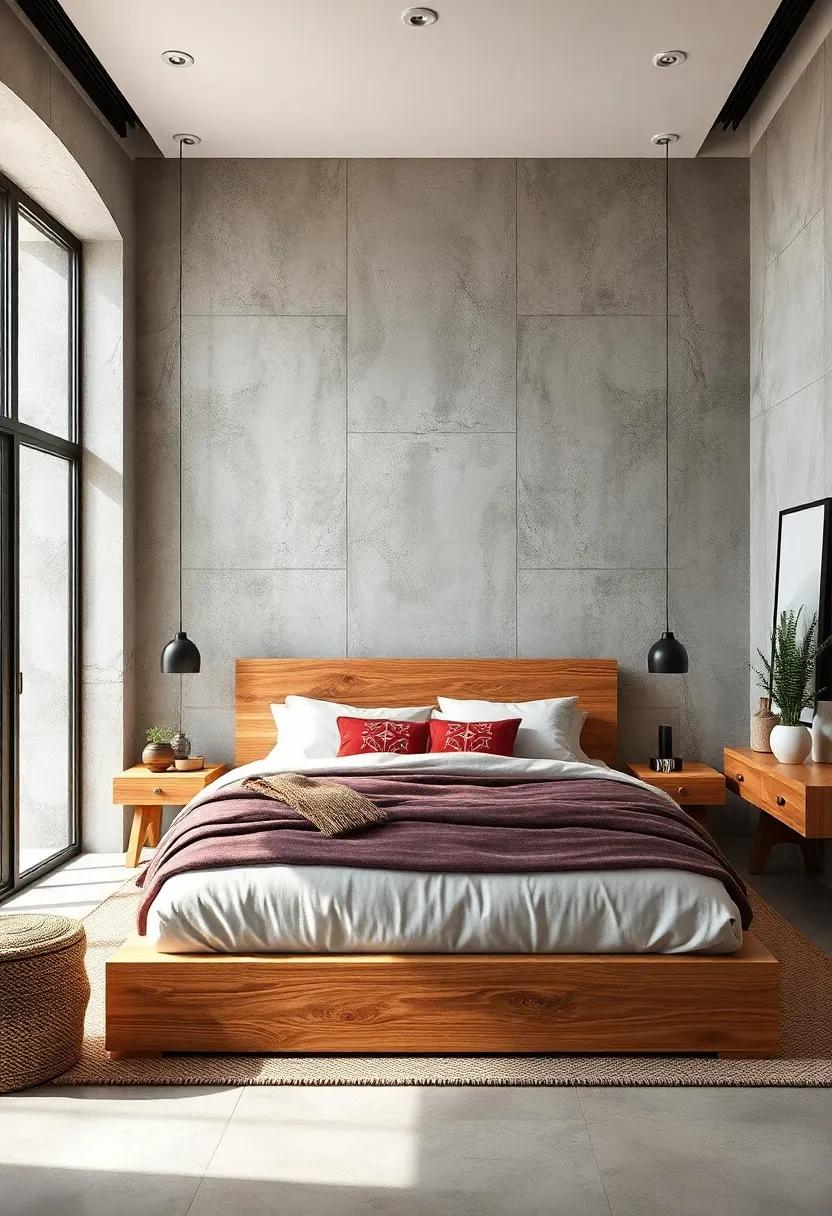 Rustic Retreat: Embrace the charm of natural wood with a handcrafted bed frame that highlights knots and grains, bringing warmth and character to your bedroom