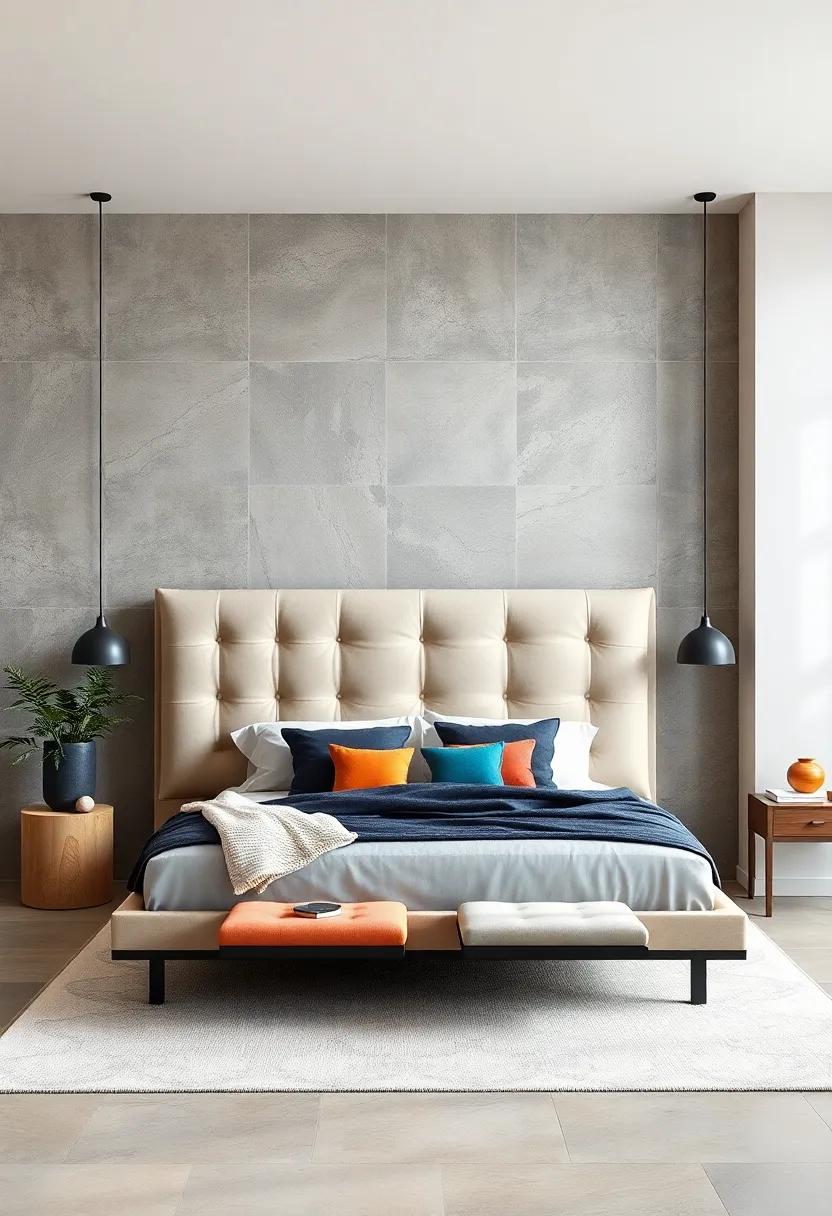 Statement Headboard: Opt for a striking headboard that steals the show, whether it’s a tufted velvet masterpiece or a reclaimed wood feature