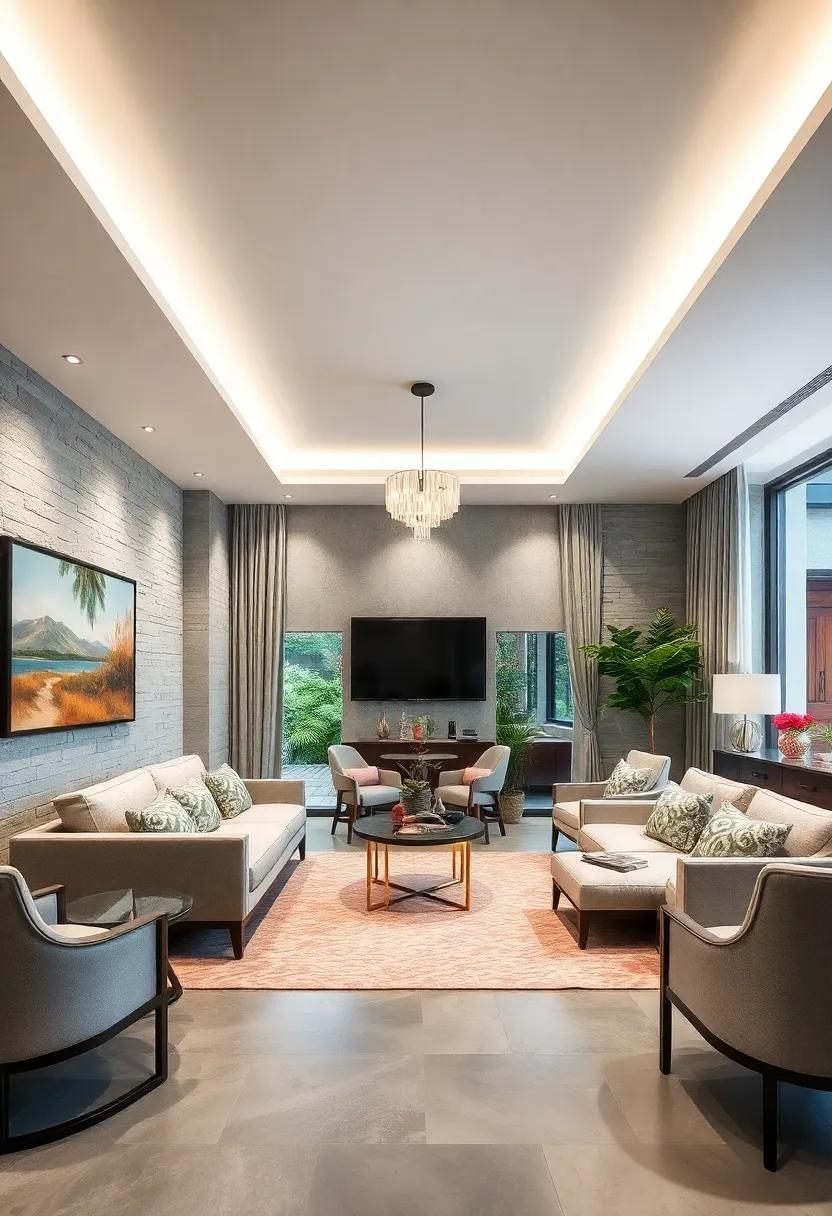 Recessed Lighting: Maintain a clean ceiling line with recessed lighting that casts gentle illumination and complements other décor