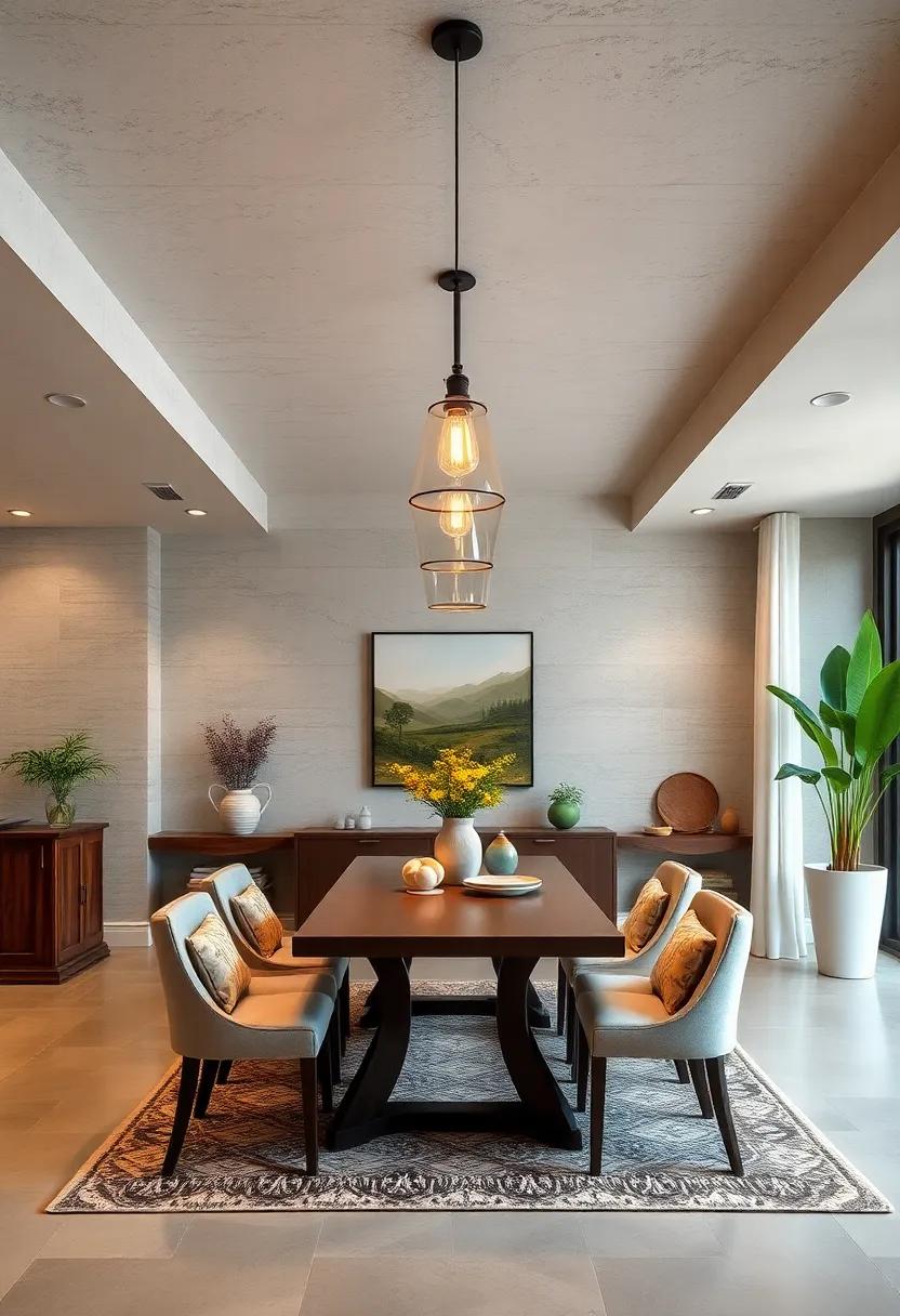 Farmhouse Chic: Pendant lights with a farmhouse feel can bring warmth and a sense of authenticity to your dining area