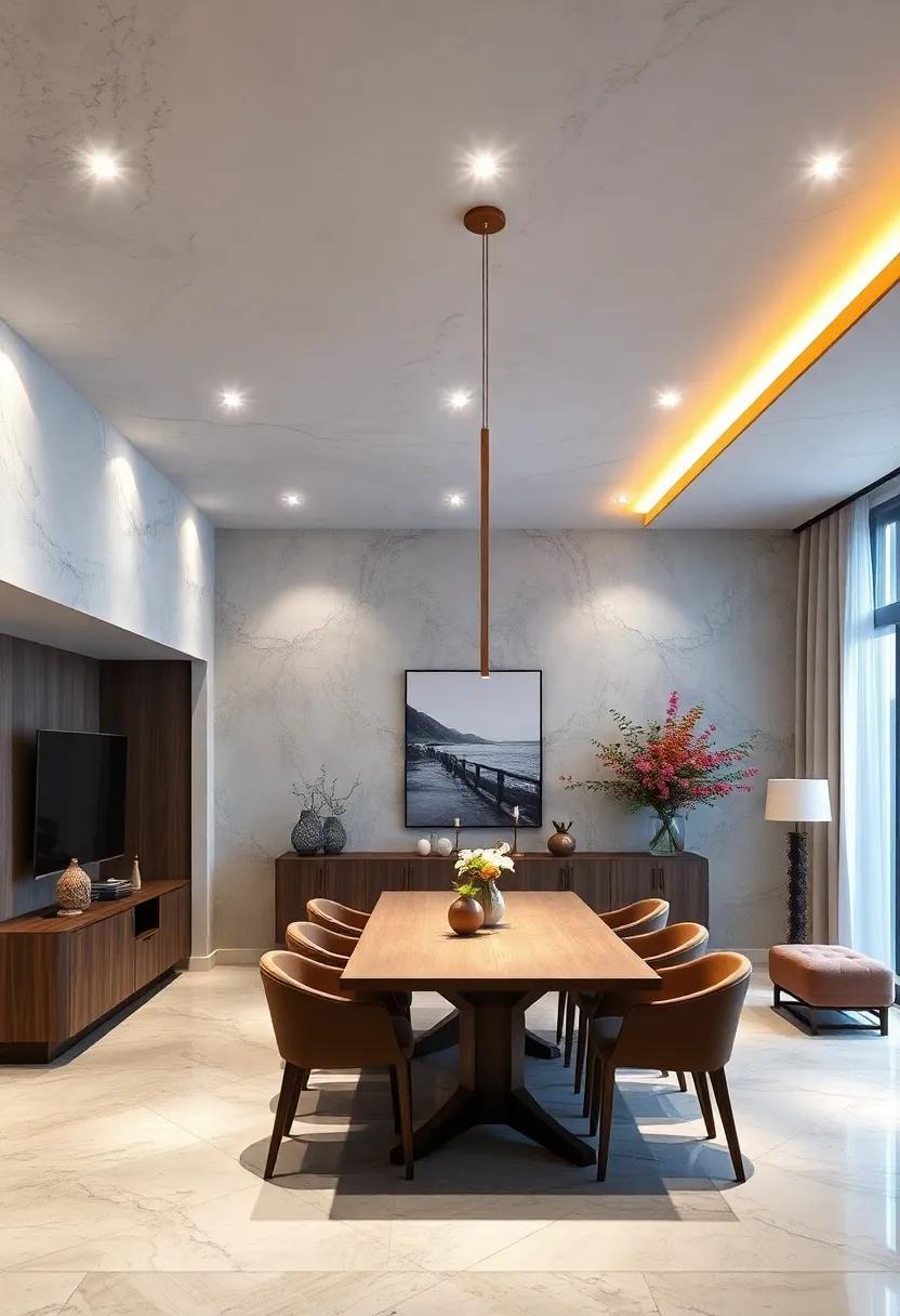 Multi-Layered Lighting: Combine different types of fixtures at various heights for a dynamic and well-lit dining room