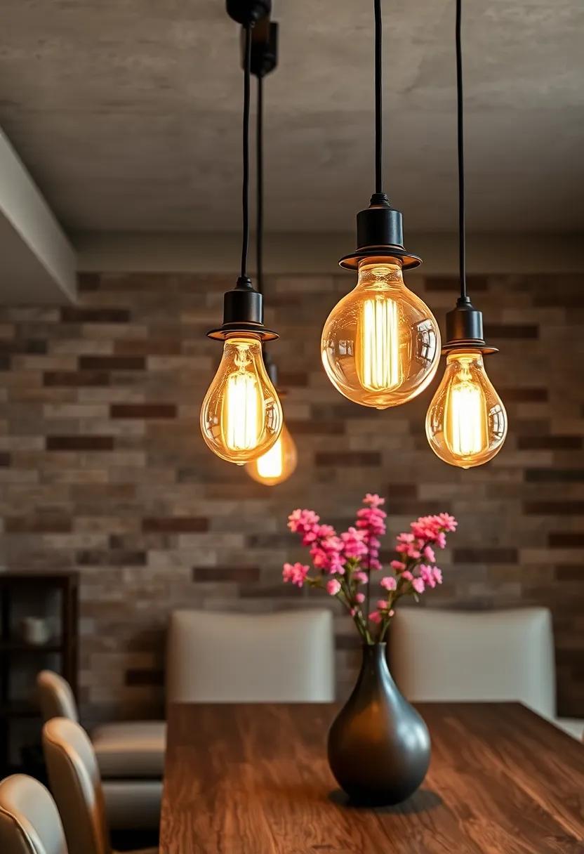 Industrial Edison Bulbs: Infuse a rustic charm with exposed Edison bulbs hanging from metal frames, creating a warm, inviting atmosphere