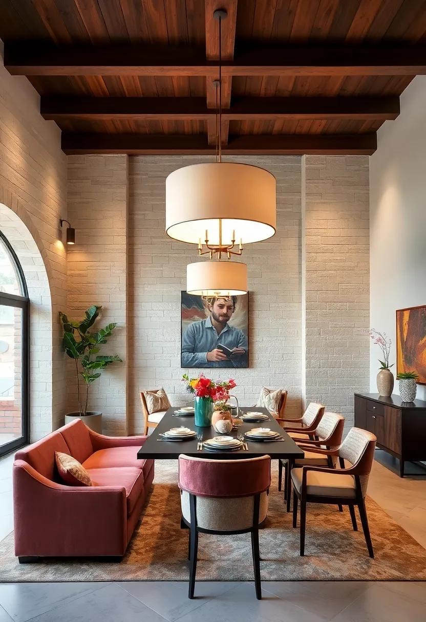 Drum Shade Magic: Soft, diffused light from drum shade fixtures can create an intimate dining ambiance perfect for hosting