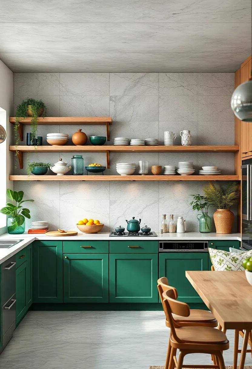 Open Shelving: Opt for open shelving rather of closed cabinets to showcase beautiful dishware and create a more airy feeling