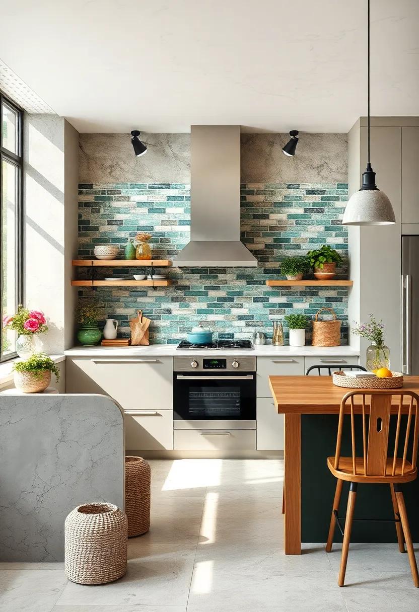 Recycled Tile Backsplashes: Create a unique backsplash using tiles made from recycled materials for a touch of creativity and sustainability
