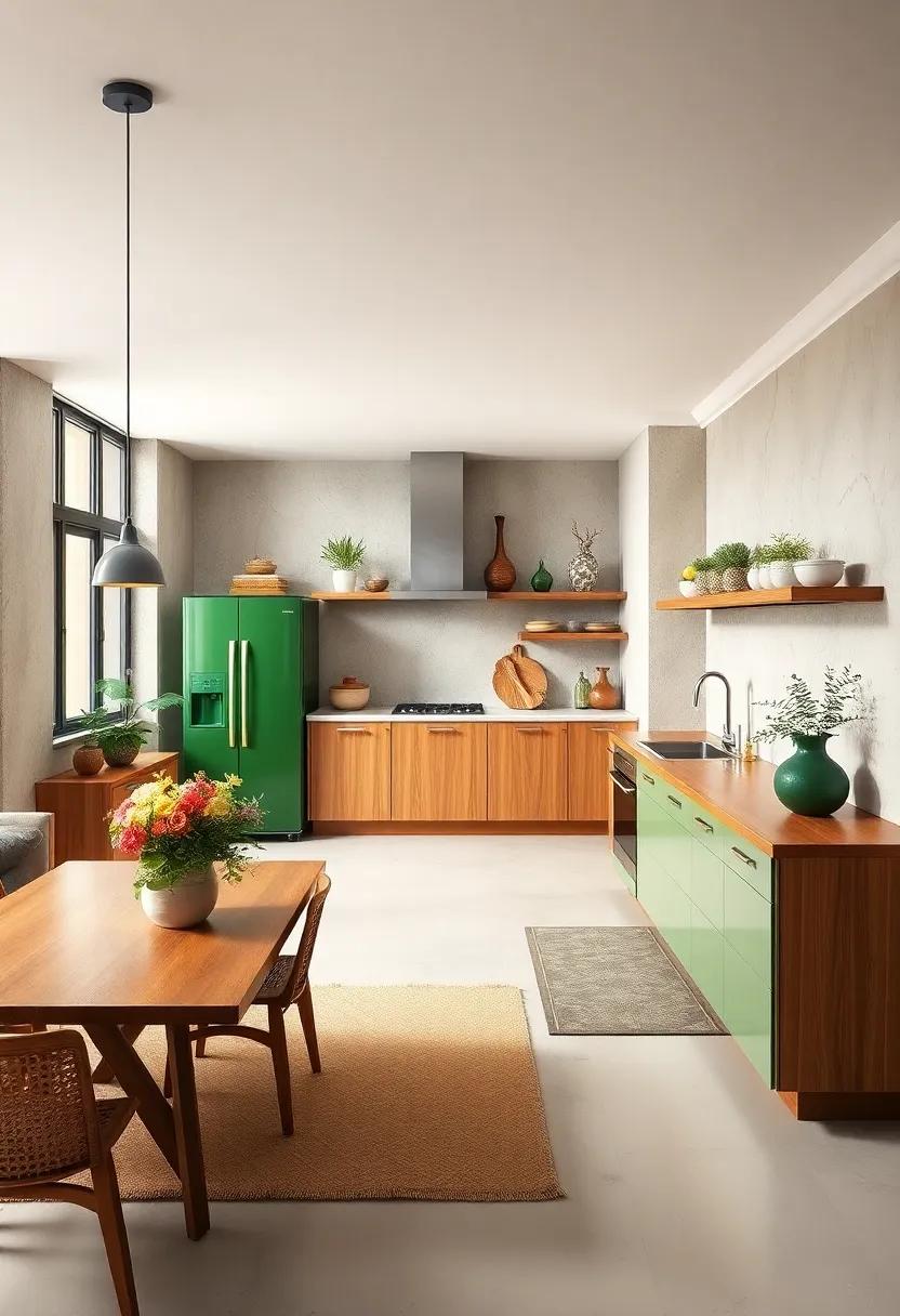 Statement Green Appliances: Choose bold green appliances to serve as statement pieces, adding personality to your kitchen without compromising eco-values