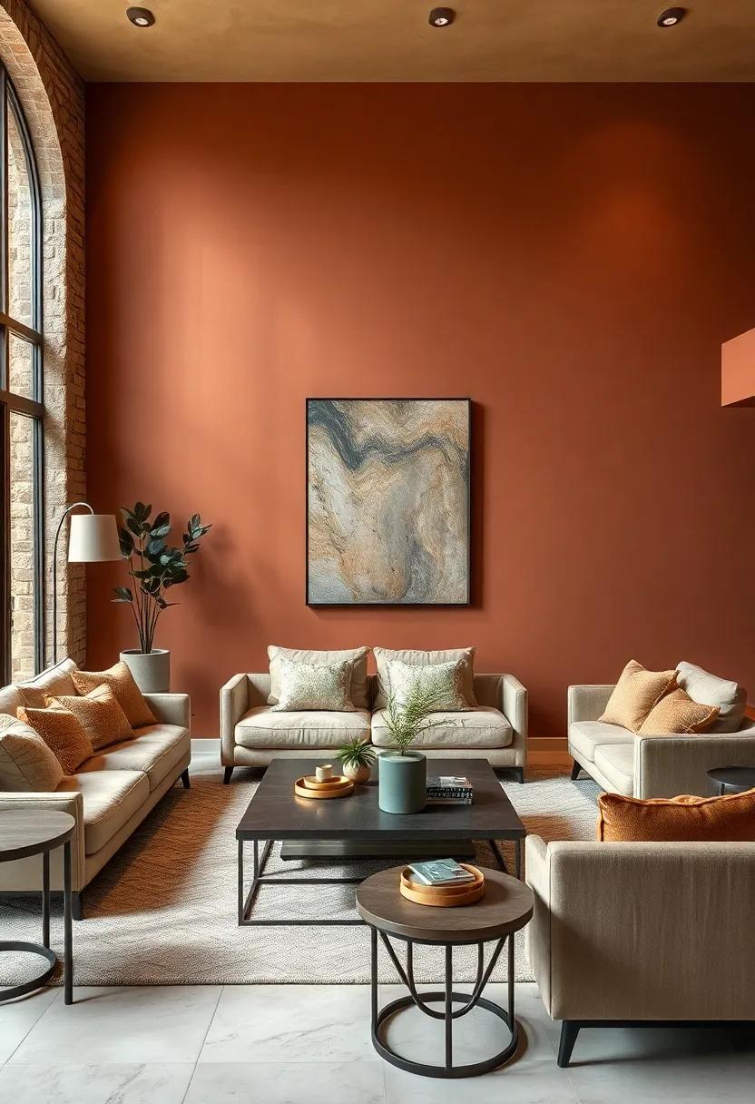 Embrace Warmth: Start with a foundation of warm earth tones like terracotta and taupe on your walls to create a cozy atmosphere