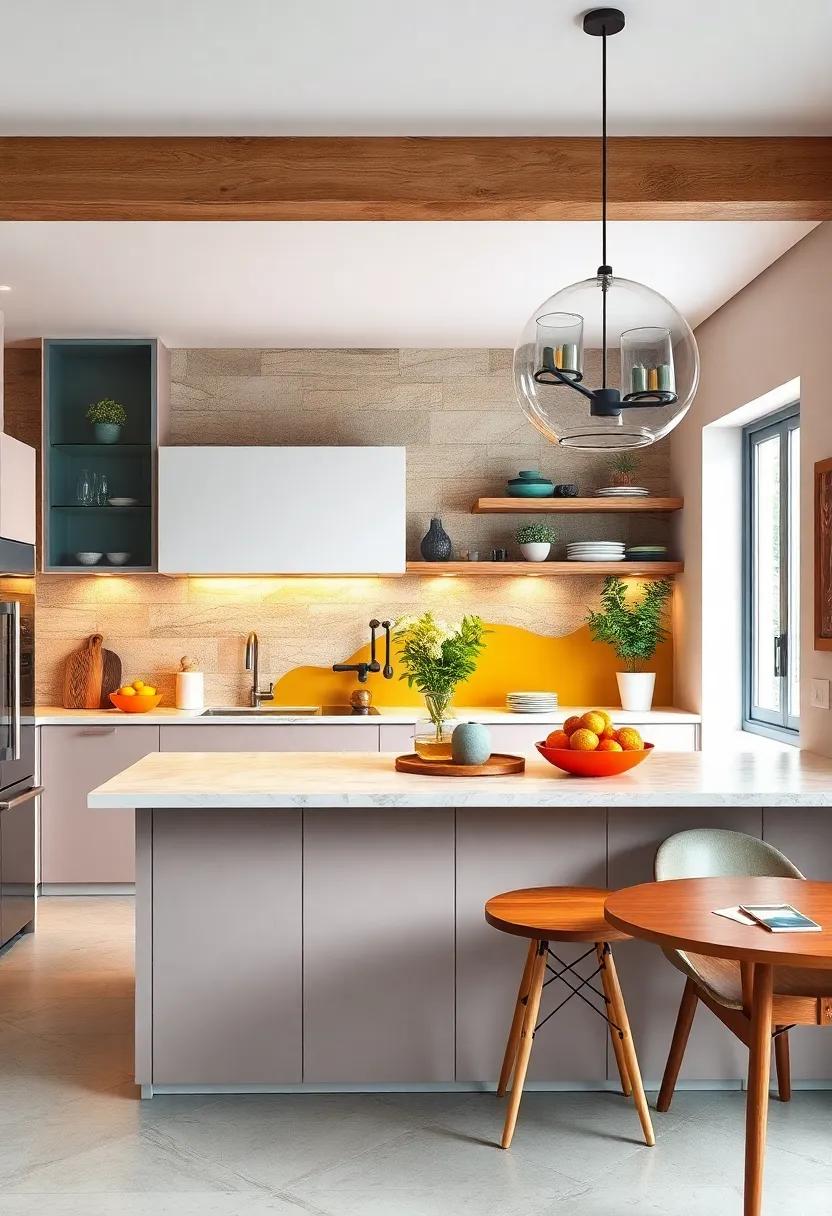Color Pop Paradise: Experiment with bold cabinet colors or vibrant backsplashes to inject personality and energy into your kitchen