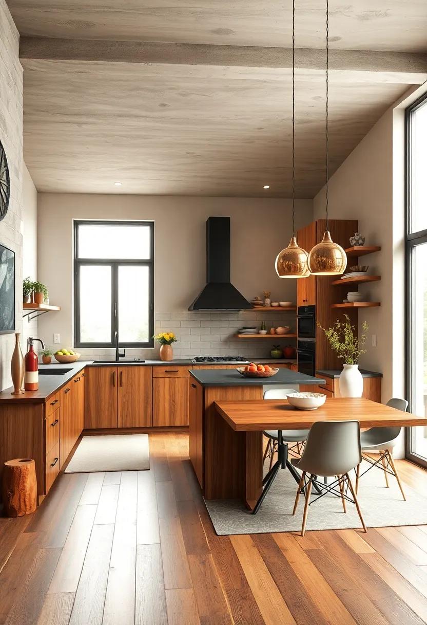 Warm Wood Accents: Use wood finishes on cabinets,counters,or flooring to add warmth and richness to your kitchen design