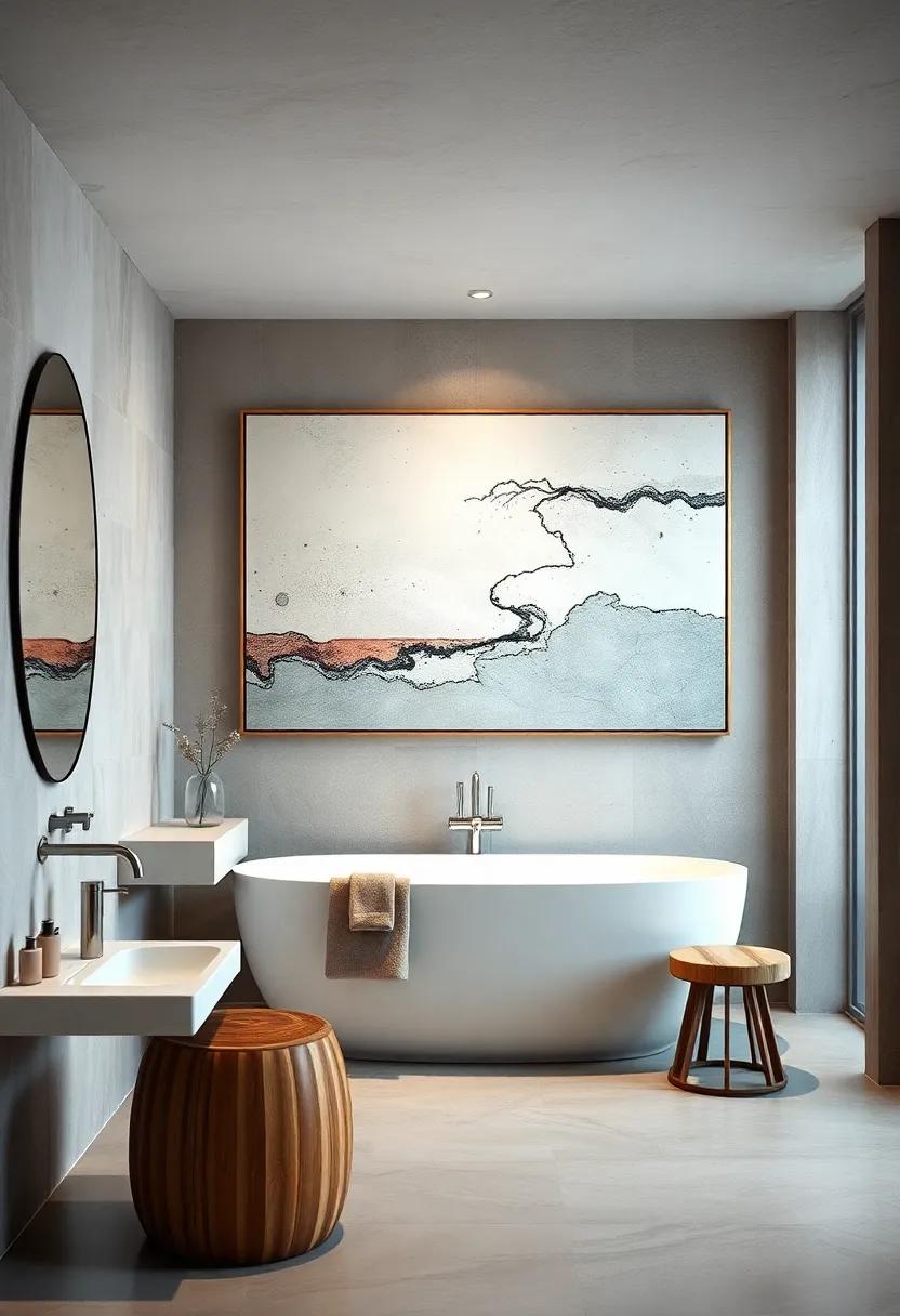 Large Scale Art: ⁤Consider using‍ oversized ​pieces‍ of art as wall decor to create⁢ a bold, ⁢captivating center⁤ point⁢ in⁢ your ⁣bathroom