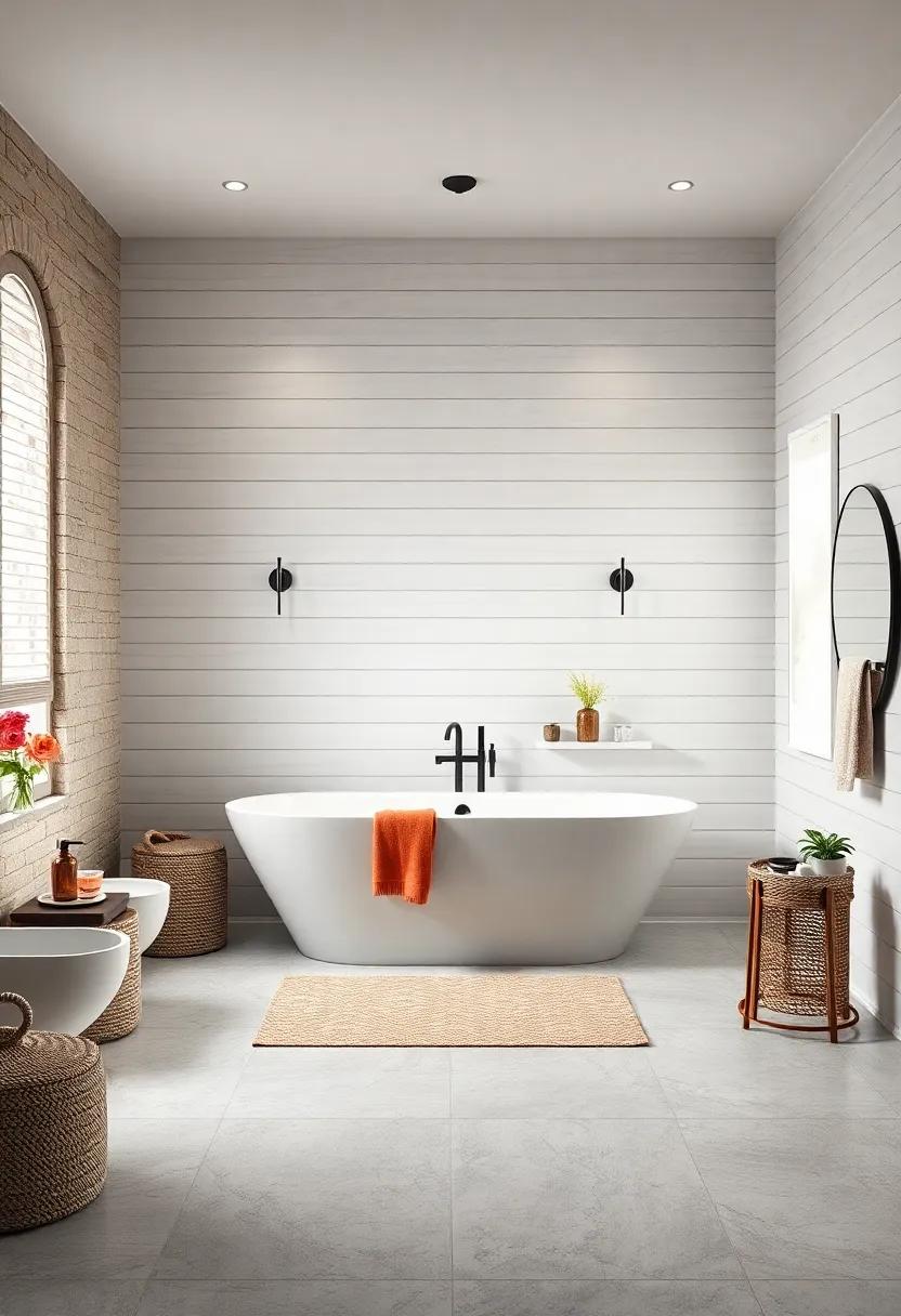 Sophisticated Shiplap: Embrace the classic look​ of shiplap walls​ that ​bring ‌warmth ⁢and rustic elegance to modern ⁤bathrooms