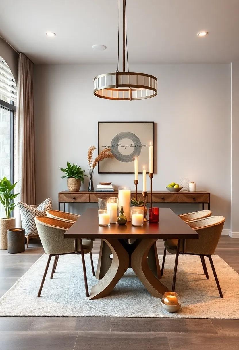 Candle Arrangements: Use an assortment of candles in different heights to add warmth and ambiance to your dining experience