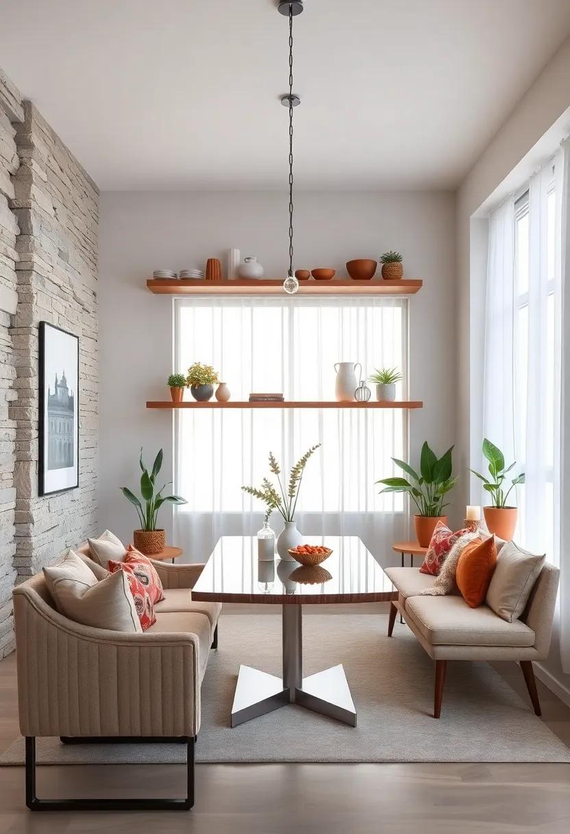 Floating Shelves: Install floating shelves to display beautiful dishware, plants, or decorative items without taking up floor space