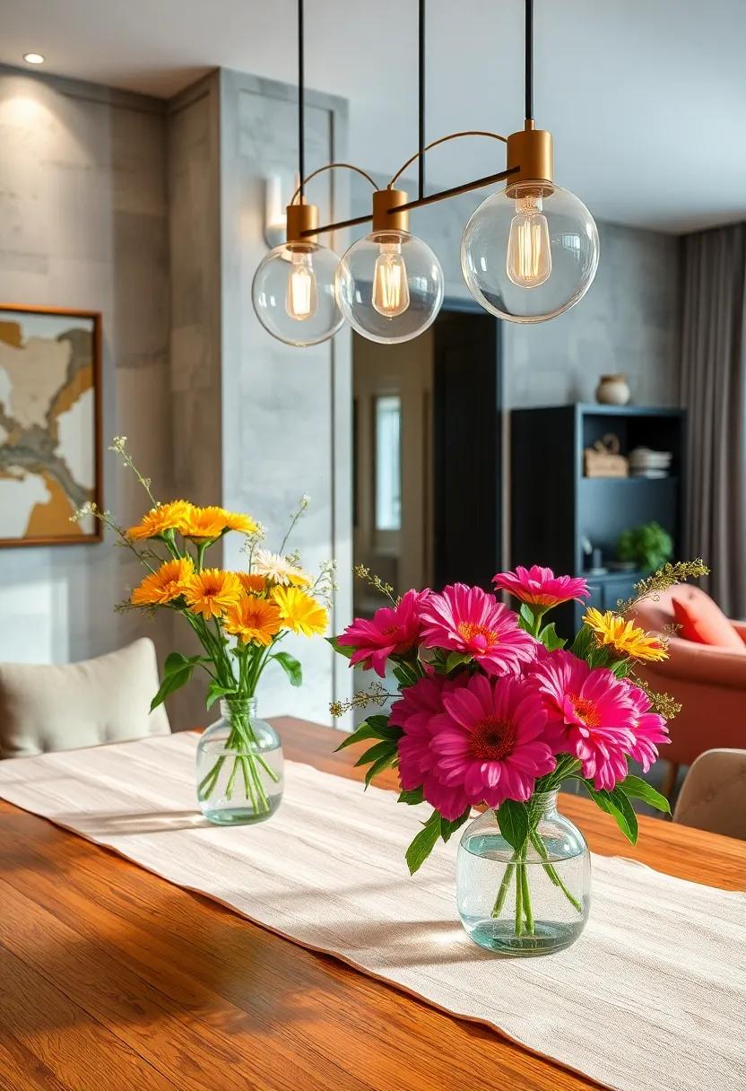 Fresh Flowers: Brighten your dining table with a simple vase of fresh or artificial flowers for a touch of nature