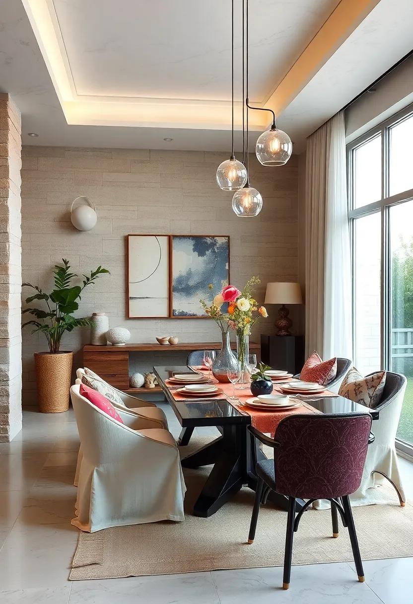 Layered Textiles: Add depth by mixing different fabrics through table runners, placemats, and cushions