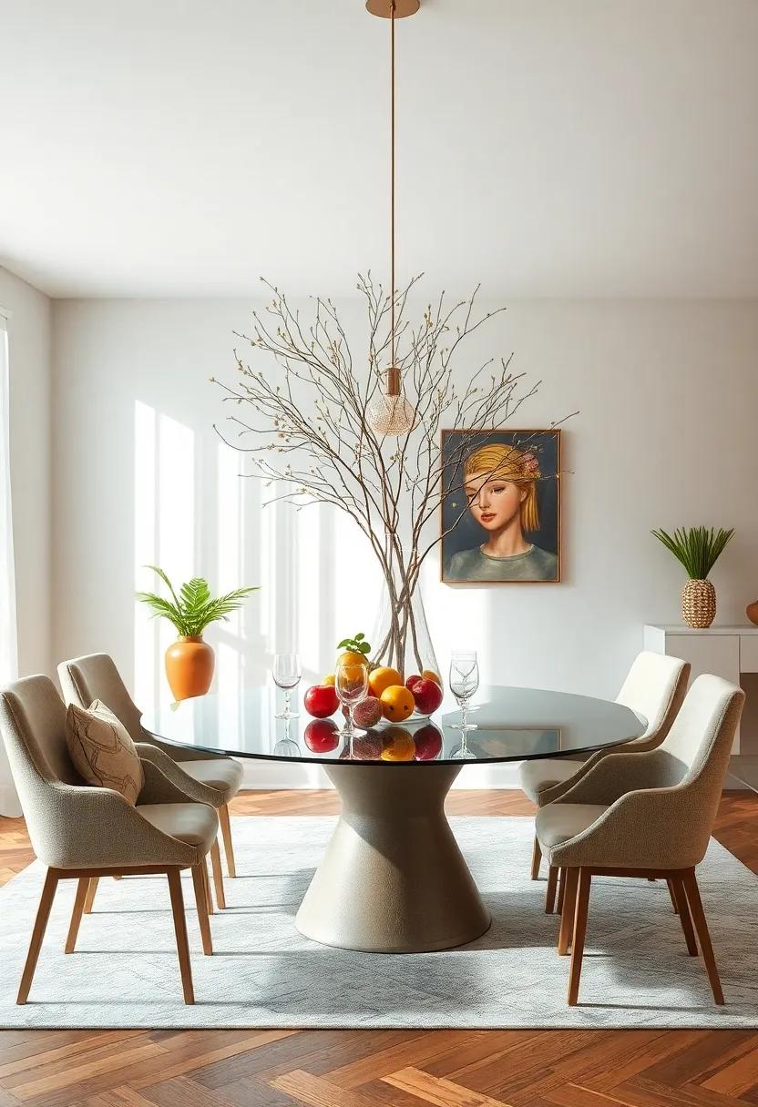 Statement Centerpiece: Create a stunning focal point with a budget-friendly DIY centerpiece using branches, flowers, or fruits