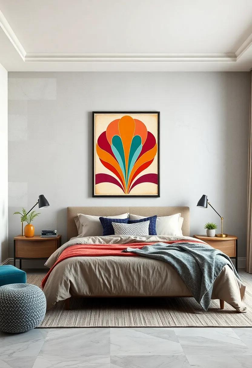 Art Deco Elegance: Integrate posters inspired by the Art Deco movement, with geometric designs and bold colors, to add a touch of sophistication to your space