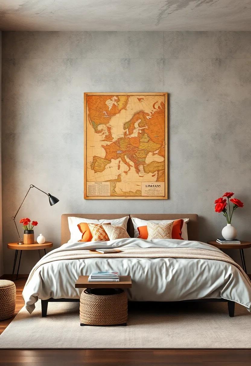 Vintage Maps and Cartography: Use antique-style maps as art to create a sense of adventure and intrigue, perfect for a travel enthusiast’s dream room