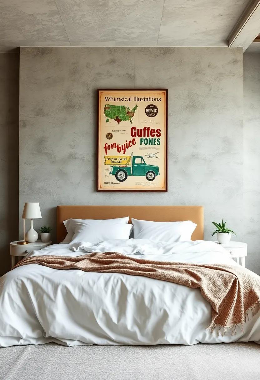 whimsical Illustrations: Choose quirky, illustrated posters that showcase playful designs, adding a fun and light-hearted vibe to your bedroom