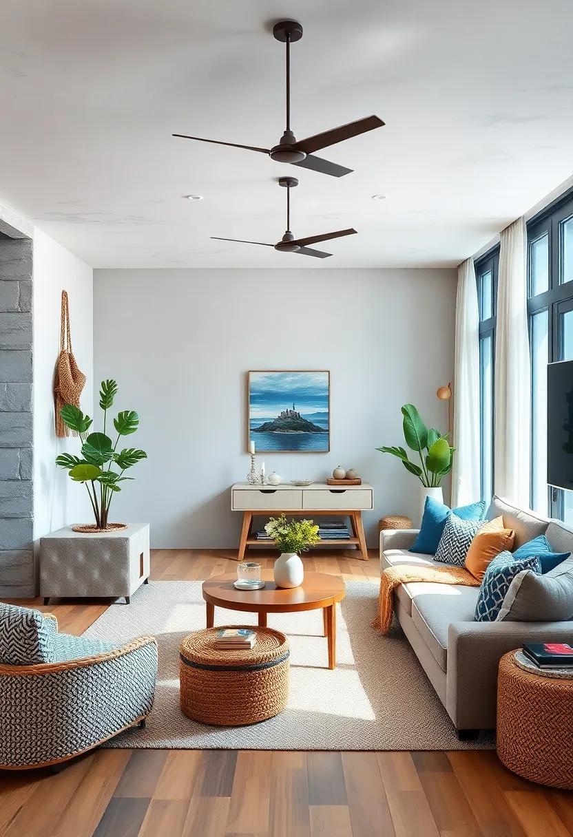 Nautical Nuance: Incorporate rope accents and maritime motifs to evoke the spirit of the sea in every corner of your living room