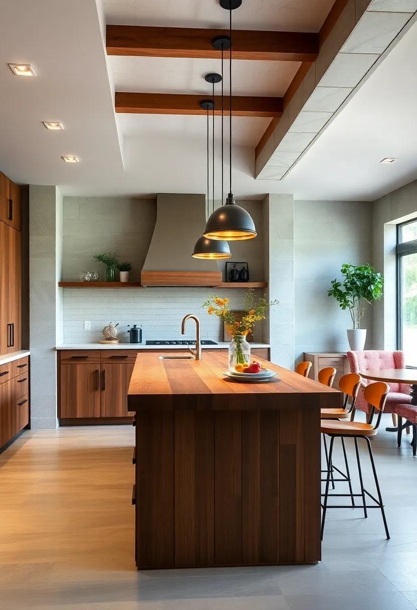 The Multi-functional Butcher Block Island: Combine functionality and style with a butcher block island that not only serves as a food prep area but also provides a warm, inviting surface for casual meal gatherings