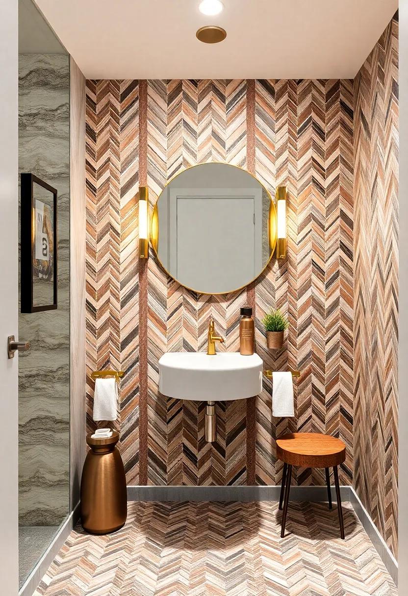 Metallic Accents: ⁤Shine​ brightly by mixing herringbone patterns with metallic paint or tiles for a luxurious powder room upgrade