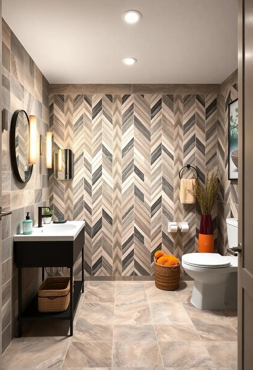 Stencil Magic: Use stencils to paint a herringbone design on‌ walls‌ for an easy and cost-effective DIY ⁤project