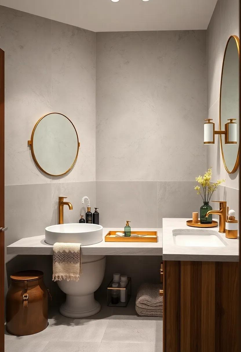 Decorative Trays: Utilize brass trays on your countertops or shelves to organize toiletries while adding stylish touches